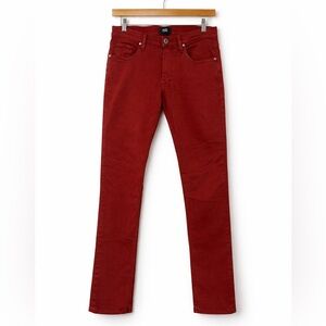 PAIGE Federal Slim Straight Jeans 31x33 Vintage Red Made in USA Stretch Denim